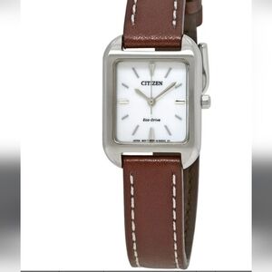 Citizen Eco-Drive Silver and Brown Leather Watch Is Working